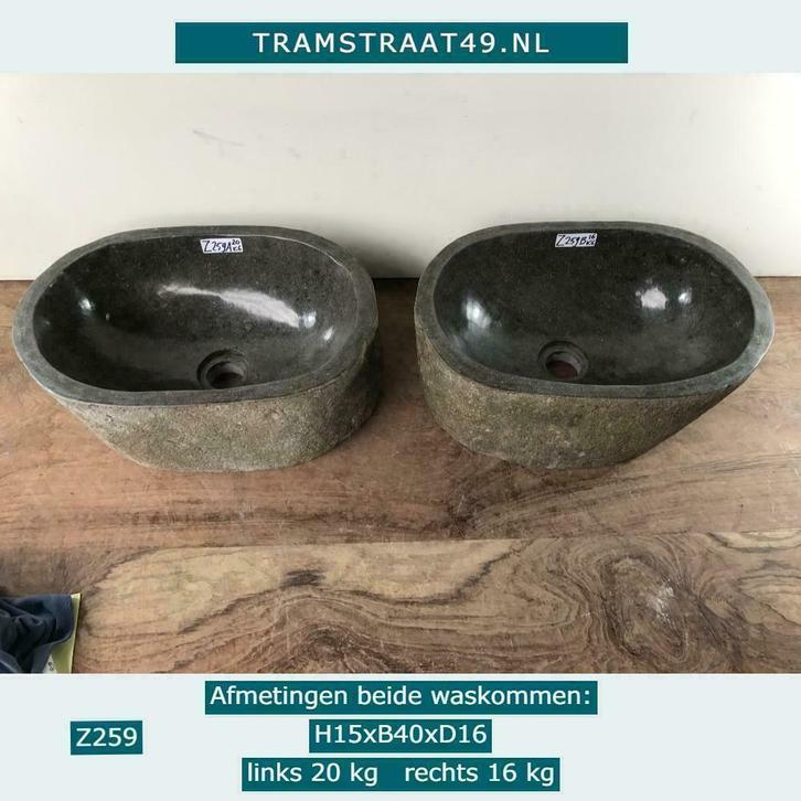 Riviersteen waskom sets, combi wasbakken uit natuursteen, Doe-het-zelf en Bouw, Sanitair, Wastafel, Nieuw, Steen, Ophalen of Verzenden