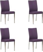 Set van 4 Paarse leren moderne eetkamerstoelen - Toledo Leer, Huis en Inrichting, Stoelen, Nieuw, Leer, Ophalen of Verzenden, Vier