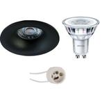 LED Spot Set - Ronde Inbouwspot Mat Zwart - 5W LED Spot Warm, Verzenden, Nieuw