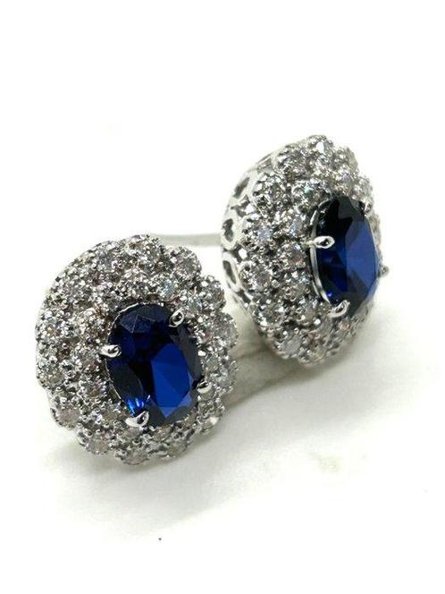 Zonder Minimumprijs - Ring - 18 karaat Witgoud Saffier -, Handtassen en Accessoires, Ringen