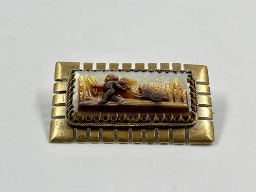 Zonder Minimumprijs - Broche Parelmoer, Goudkleurig metaal -, Handtassen en Accessoires, Antieke sieraden
