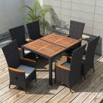 vidaXL 7-delige Tuinset poly rattan acaciahout zwart, Tuin en Terras, Tuinsets en Loungesets, Verzenden, Nieuw, Tuinset