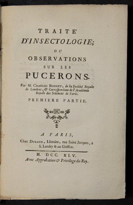 M.Charles Bonnet - Traite D`Insectologie Ou Observations Sur, Antiek en Kunst, Antiek | Boeken en Manuscripten