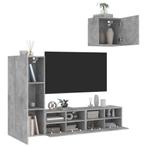 vidaXL 4-delige Tv-wandmeubelset bewerkt hout betongrijs, Huis en Inrichting, Kasten |Televisiemeubels, Nieuw, Verzenden