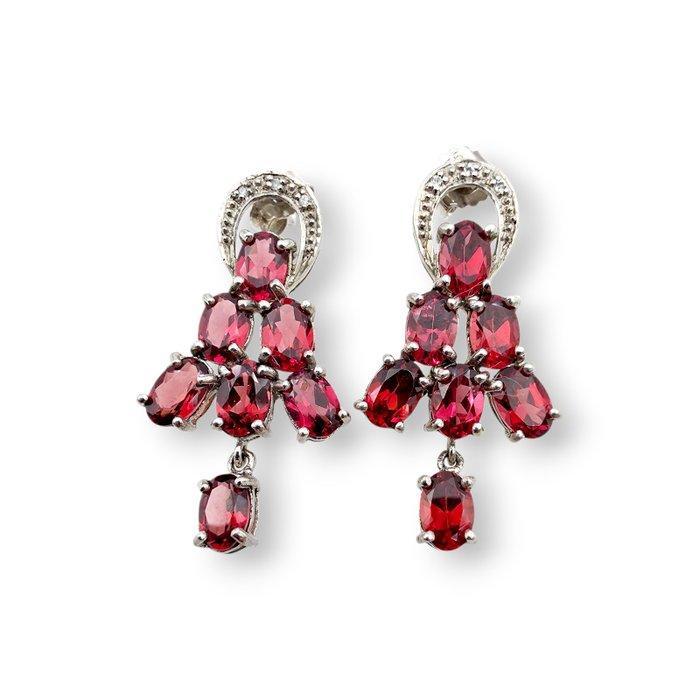 Zonder Minimumprijs - 2-delige sieradenset Zilver - Granaat, Handtassen en Accessoires, Antieke sieraden
