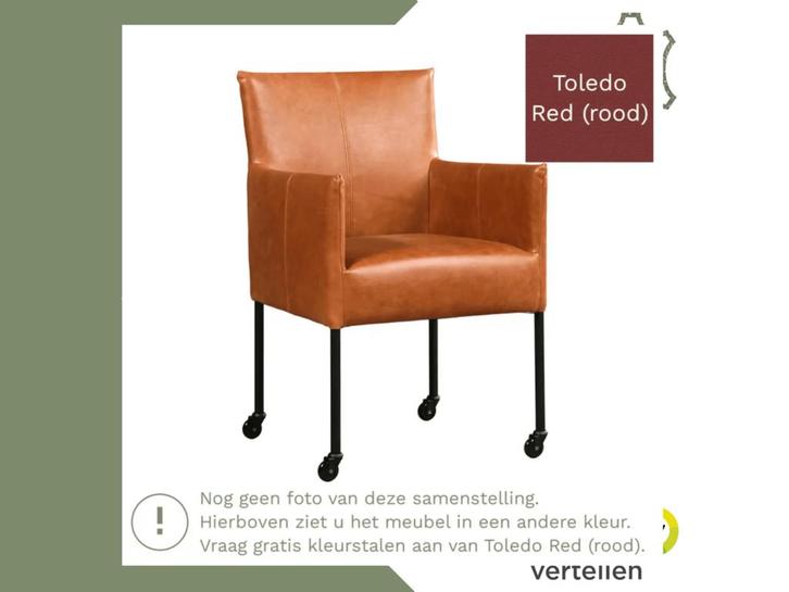 Leren eetkamerstoel Desire - Toledo Red (rood) - Poten, Huis en Inrichting, Stoelen, Rood, Eén, Nieuw, Leer, Ophalen of Verzenden