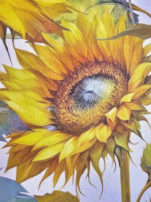 Tessuto Zonnebloemen exclusief - realistisch bloemmotief -, Antiek en Kunst, Antiek | Tapijten, Tafelkleden en Textiel