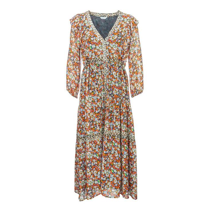 Frogbox • maxi bloemen jurk • 36, Kleding | Dames, Truien en Vesten, Oranje, Nieuw, Maat 36 (S), Verzenden