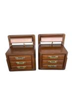 Table de chevet - Bois, Laiton - Paire de tables de nuit des