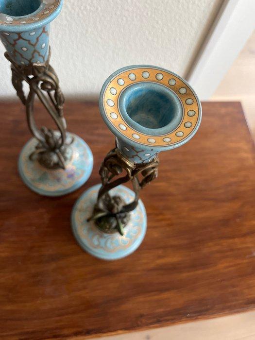 I-B-T - Kandelaar (2) - Metaal, Porselein - Art nouveau, Antiek en Kunst, Curiosa en Brocante
