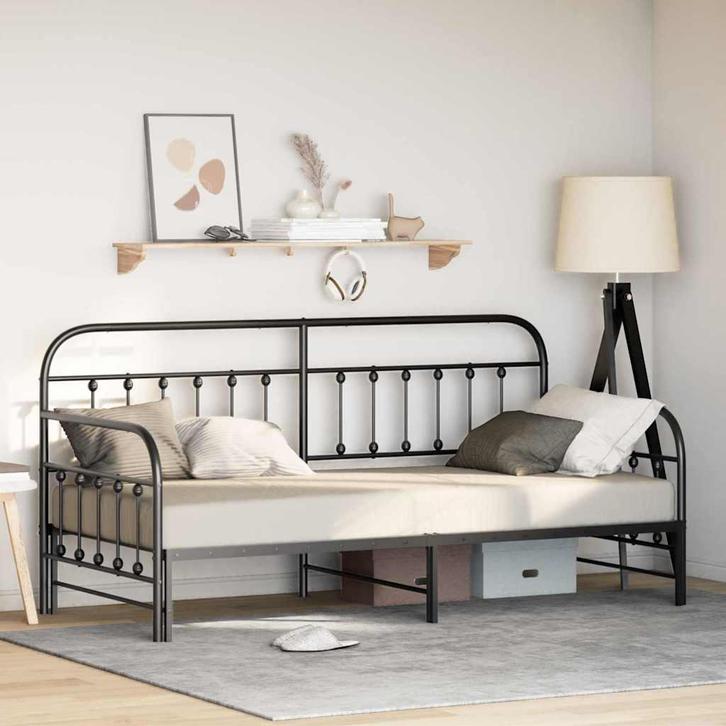 vidaXL Bedframe voor een daybed Zwart 90 x 190 cm, Huis en Inrichting, Slaapkamer | Bedden, Nieuw, Verzenden