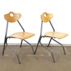 Set vintage schoolstoelen | Houten industriële stoel