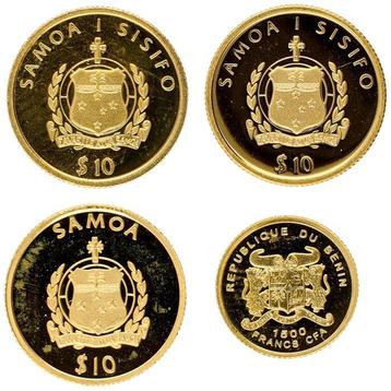 Bénin, Samoa. 2003/2006 - Kleine Gouden Munten (4 stuks) beschikbaar voor biedingen
