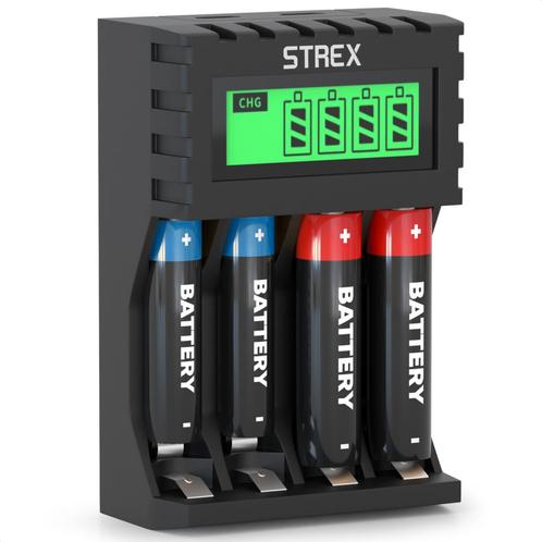 Strex Batterij Oplader - AA/AAA Batterijen - USB Oplaadbaar, Audio, Tv en Foto, Opladers, Verzenden