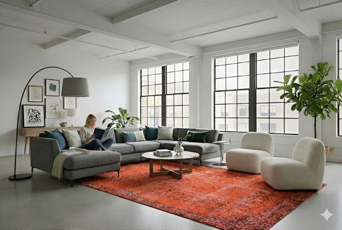 Groot oranje vintage - Vloerkleed - 295 cm - 170 cm - met, Antiek en Kunst, Kunst | Designobjecten