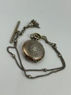 Remontoir Cylindre - zilveren zakhorloge met ketting - 55332, Nieuw