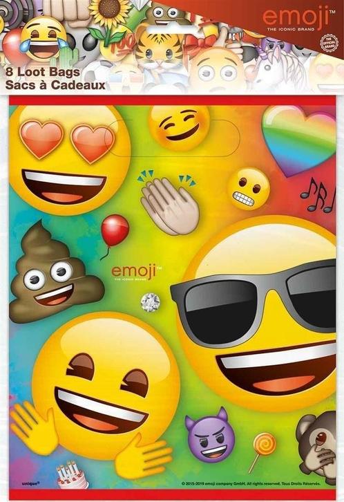 Emoji Uitdeelzakjes 23cm 8st, Hobby en Vrije tijd, Feestartikelen, Nieuw, Verzenden