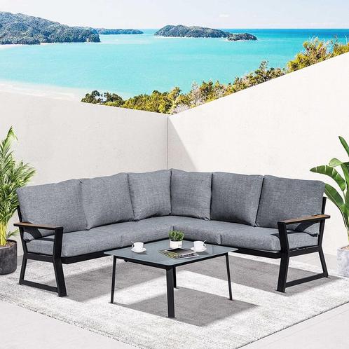 Tuinmeubelset - LuxeLiving - L-vormig - Grijs, Tuin en Terras, Tuinsets en Loungesets, Nieuw, Ophalen of Verzenden