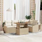 vidaXL 6-delige tuinset met kussens in beige poly riet, Verzenden, Nieuw