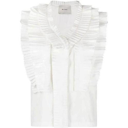 Rohe • witte geplooide top Janique • 42, Kleding | Dames, Blouses en Tunieken, Wit, Nieuw, Maat 42/44 (L), Verzenden