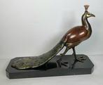Irénée Rochard - sculptuur, Bemalter Pfau - 38 cm - Brons -, Antiek en Kunst