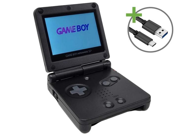 Gameboy Advance SP Graphite Black - USB-C & IPS V5, Games en Spelcomputers, Spelcomputers | Nintendo Game Boy, Verzenden