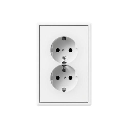 Jung LS990 Dubbele Stopcontactuitgang Matt Wit Met, Doe-het-zelf en Bouw, Elektriciteit en Kabels, Verzenden
