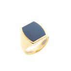 Gouden pinkring met blauwe lagensteen | Heren (zegelring), Gebruikt, Overige kleuren, Heer, Ophalen of Verzenden
