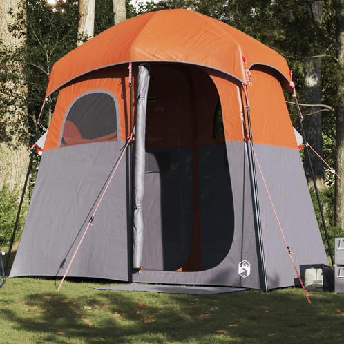 vidaXL Douchetent 2-persoons waterdicht grijs en oranje, Caravanes & Camping, Tentes, Envoi