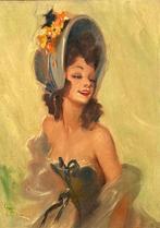 Jean Gabriel Domergue (1889-1962) - Elegant Lady Wearing a, Antiquités & Art