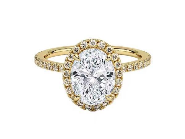 Veiling - Gele entourage ring met een grote ovaal geslepen b, Handtassen en Accessoires, Ringen