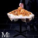 Géode de quartz citrine géante - couleur profonde naturelle, Verzamelen, Mineralen en Fossielen