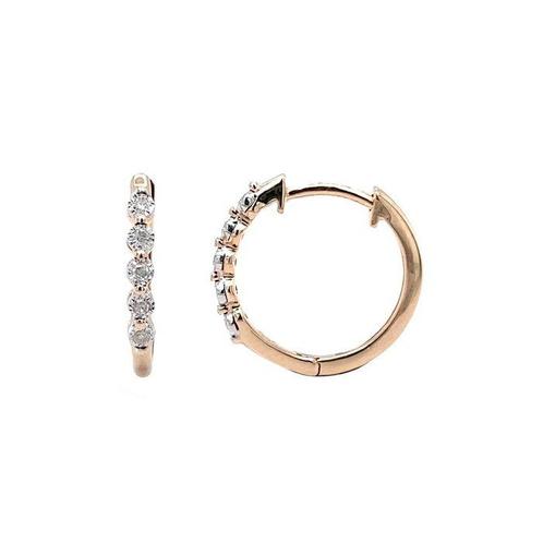 14 carats Or rose - Boucle d’oreille - 0.06 ct Diamant, Handtassen en Accessoires, Antieke sieraden