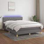 vidaXL Boxspring met matras en LED stof donkergrijs 140x200, Verzenden, Nieuw