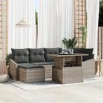 vidaXL 7-delige ligbed set met kussens in grijs poly rattan, Verzenden, Nieuw