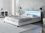 Tweepersoonsbed Paris - Wit - 140x200 cm LED verlichting, Nieuw, 140 cm, Verzenden