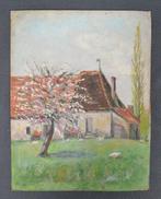 J. de Posses (XXème) - Ferme au verger en fleurs