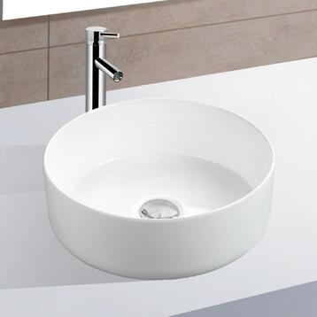 Waskom BWS Opbouw Keramiek Rond 36x36x12 cm Wit, Ophalen of Verzenden, Overige typen