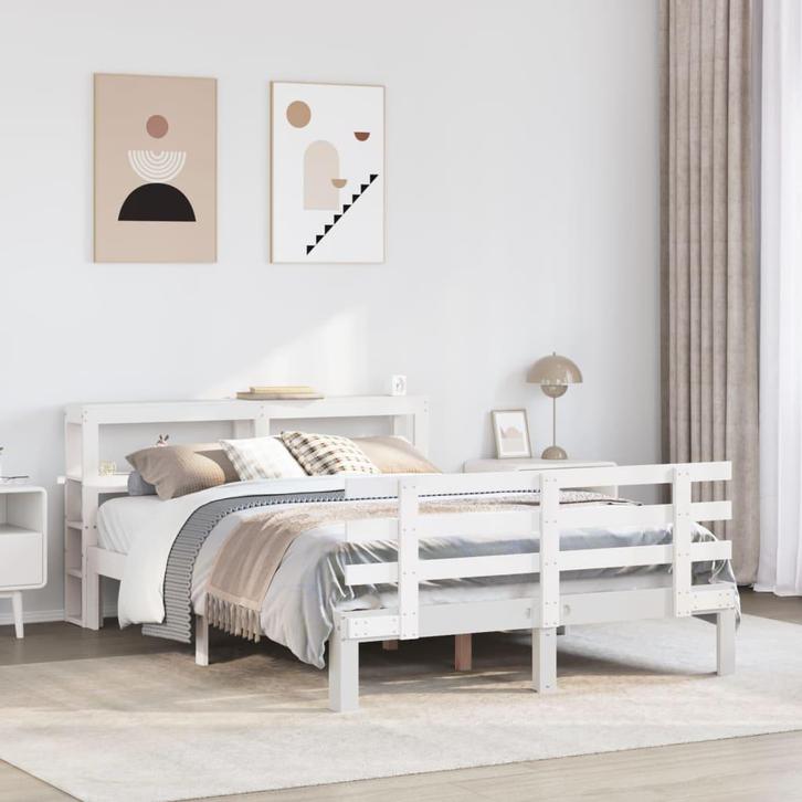 vidaXL Bedframe met hoofdeinde zonder matras 120x200 cm wit, Maison & Meubles, Chambre à coucher | Lits, Envoi