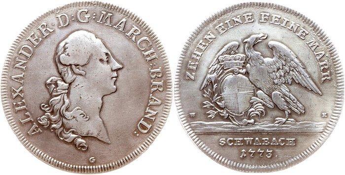 Brandenburg-Ansbach Konv.-Taler, 1773 Stempel von Johann, Postzegels en Munten, Munten | Europa | Niet-Euromunten