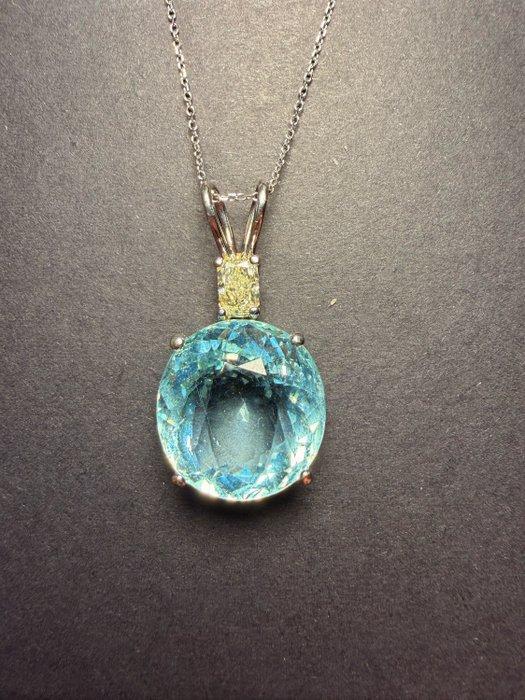 Halsketting - 14 karaat Witgoud - 19.42ct. tw. Aquamarijn -, Bijoux, Sacs & Beauté, Colliers
