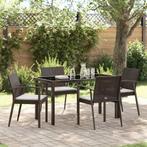 vidaXL Tuin Eettafel Set 5 pcs Bruin Poly rattan, Verzenden, Nieuw
