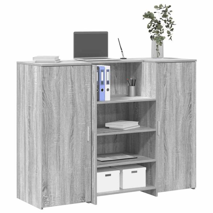 vidaXL Receptiebalie 135x50x103,5 cm bewerkt hout grijs, Huis en Inrichting, Bureaus, Nieuw, Verzenden