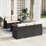 vidaXL 6-delige tuinbankset met kussens in zwart poly rattan, Tuin en Terras, Verzenden, Nieuw