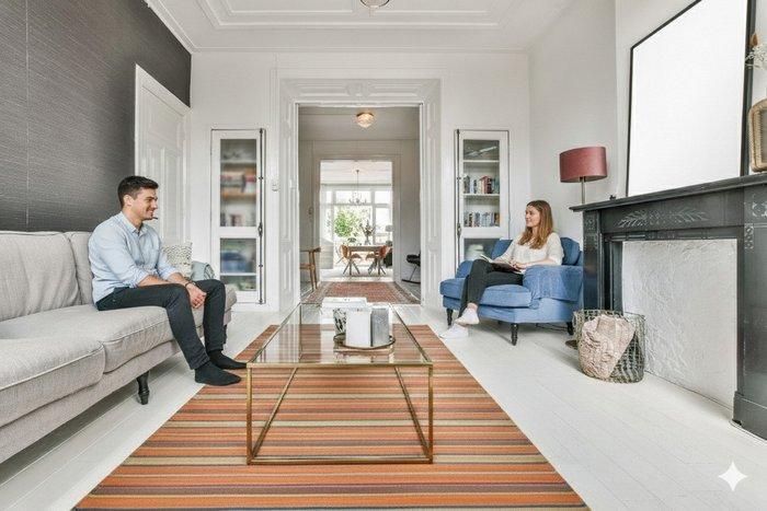 Grote oranje gestreepte - Vloerkleed - 300 cm - 200 cm -, Huis en Inrichting, Stoffering | Tapijten en Vloerkleden