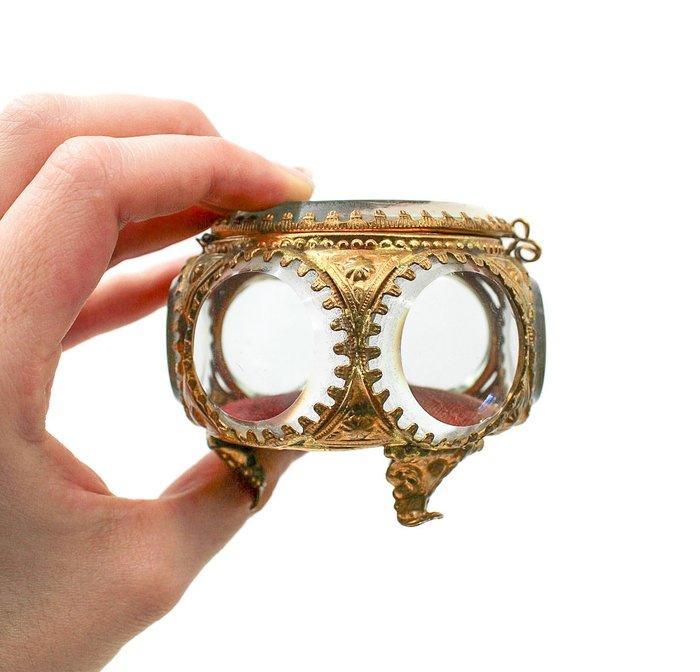 Coffret à bijoux 7 verres biseautés - Boîte à bijoux - verre, Antiquités & Art, Curiosités & Brocante