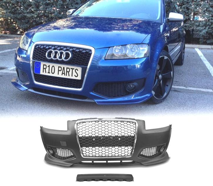 PARE CHOCS FRONTAL AUDI A3 8P 04-08 LOOK RS3 CHROMÉ NOIR, Auto-onderdelen, Carrosserie, Verzenden