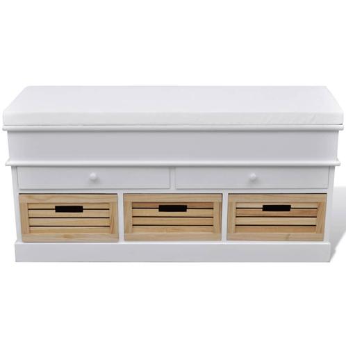 vidaXL Opbergbankje/halbank met kussen, 2 lades en 3 kratten, Huis en Inrichting, Overige Huis en Inrichting, Nieuw, Verzenden