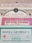 24 historische aandelen van beroemde hotels 1912 -1960