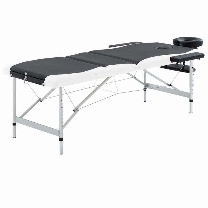 vidaXL Massagetafel inklapbaar 3 zones aluminium zwart en, Sport en Fitness, Massageproducten, Nieuw, Verzenden